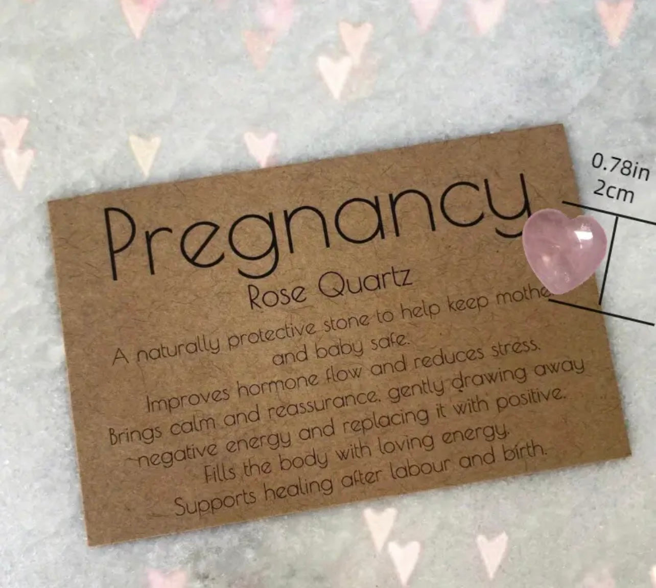Rose Quartz Crystal Heart for Positive Pregnancy