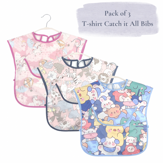 Pack of 3 Catch it All T-shirt Bibs for Girls