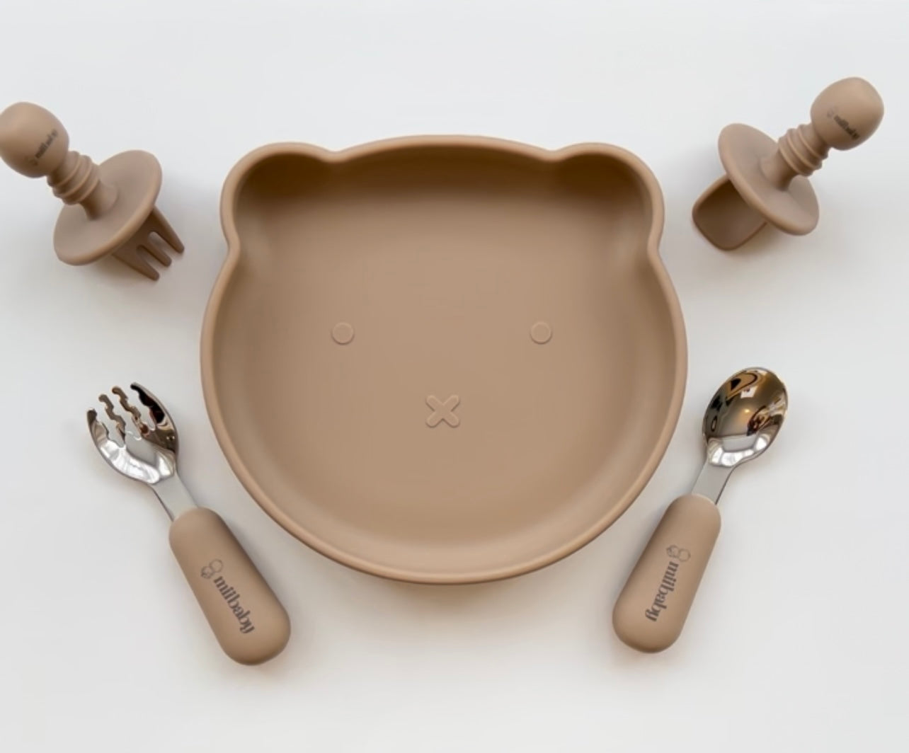 Taupe Teddy Plate Set ( 3 Pc)