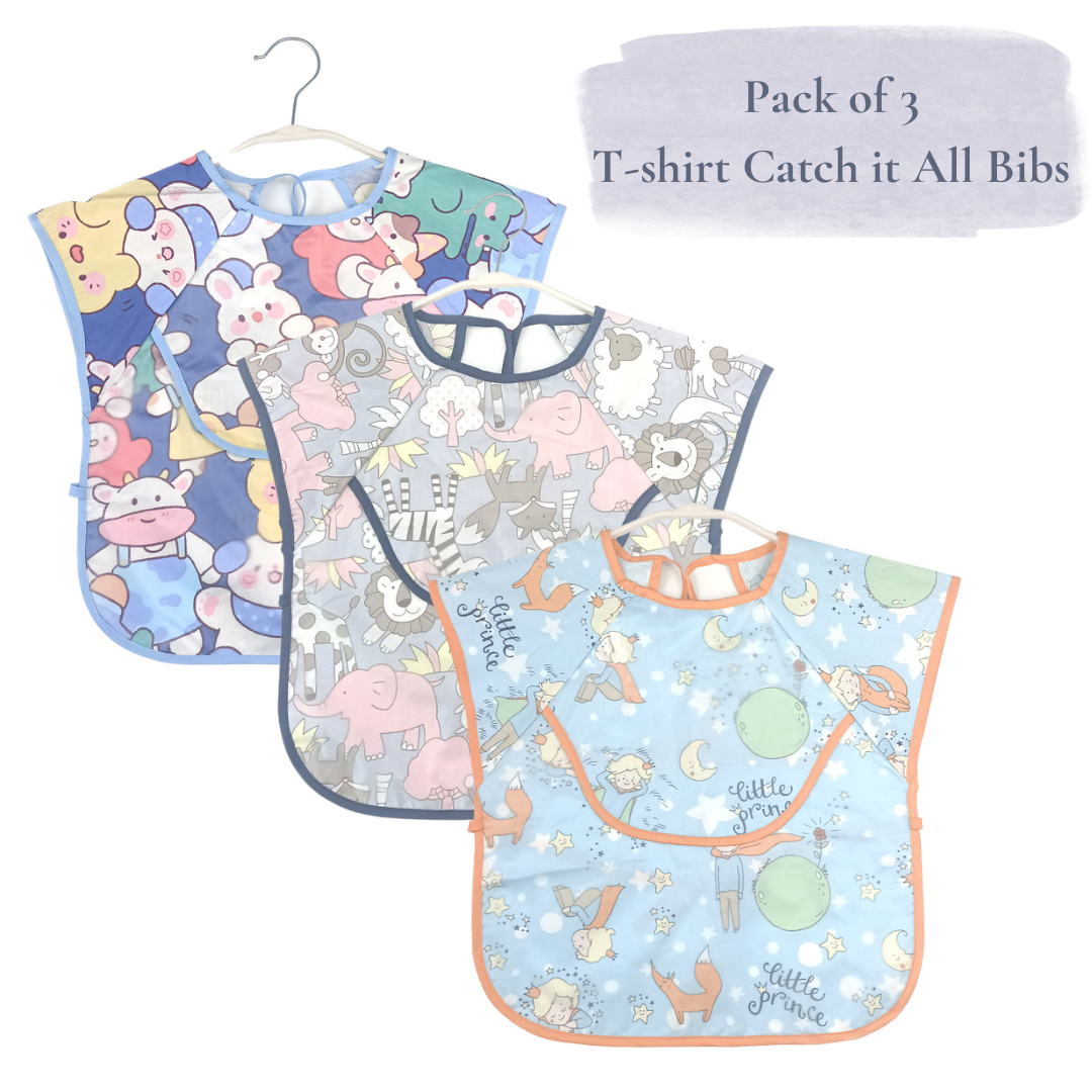 Pack of 3 T-shirt Catch it All Bibs for Boys